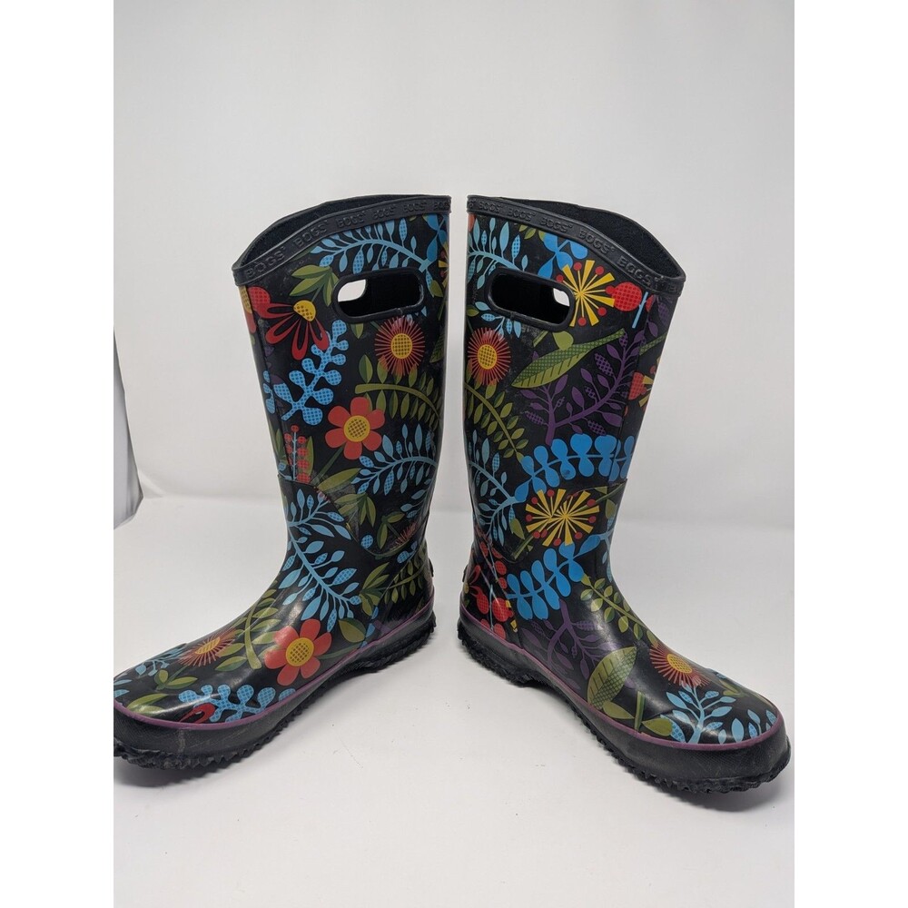 Bogs Women's Floral Rain Boots Sz 7 Waterproof Tall Cottagecore Garden Boho - Picture 3 of 9